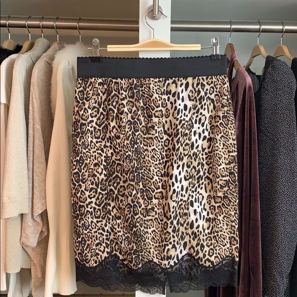 Vintage Victoria's Secret Leopard & Lace Pencil Skirt SZ 8
